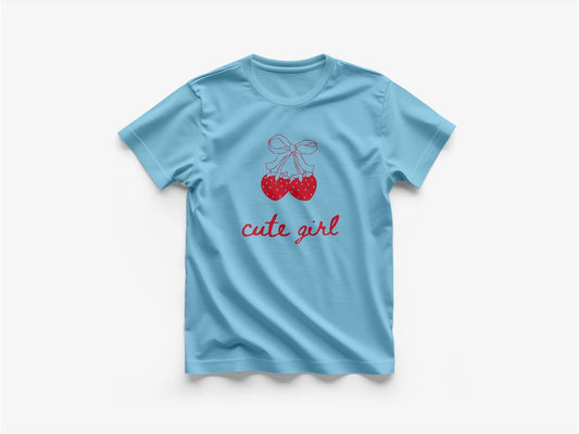 Cute Girl - Round Neck T-Shirt