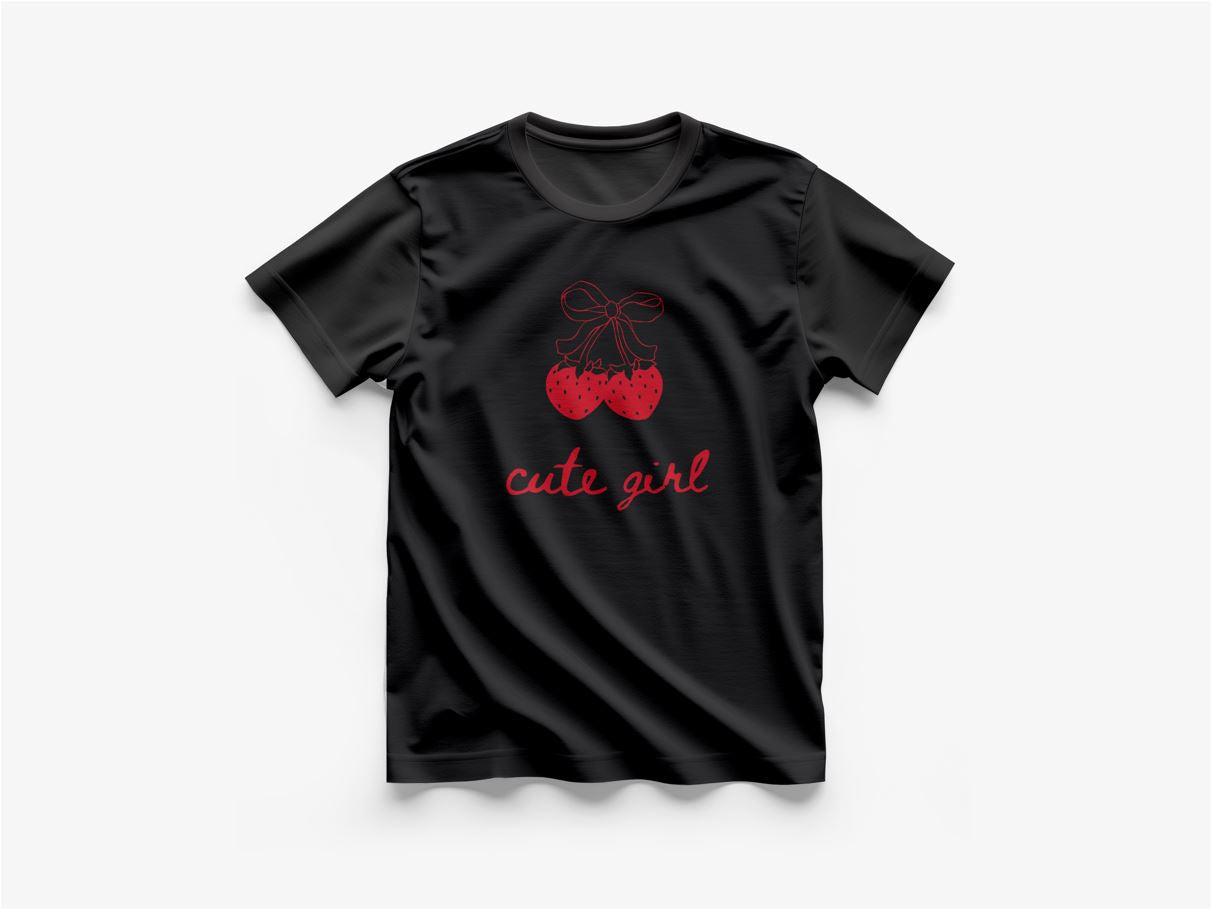 Cute Girl - Round Neck T-Shirt
