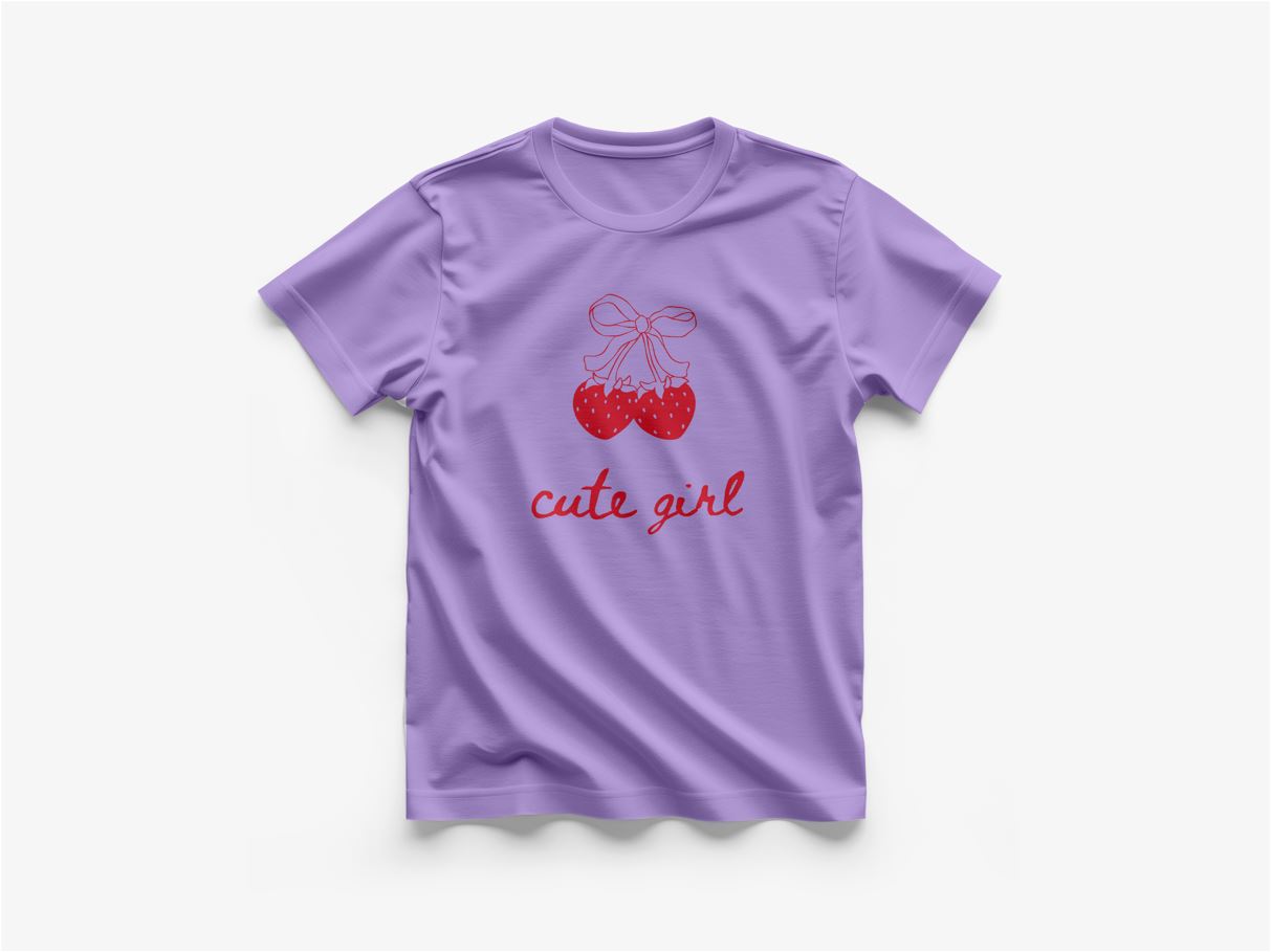 Cute Girl - Round Neck T-Shirt