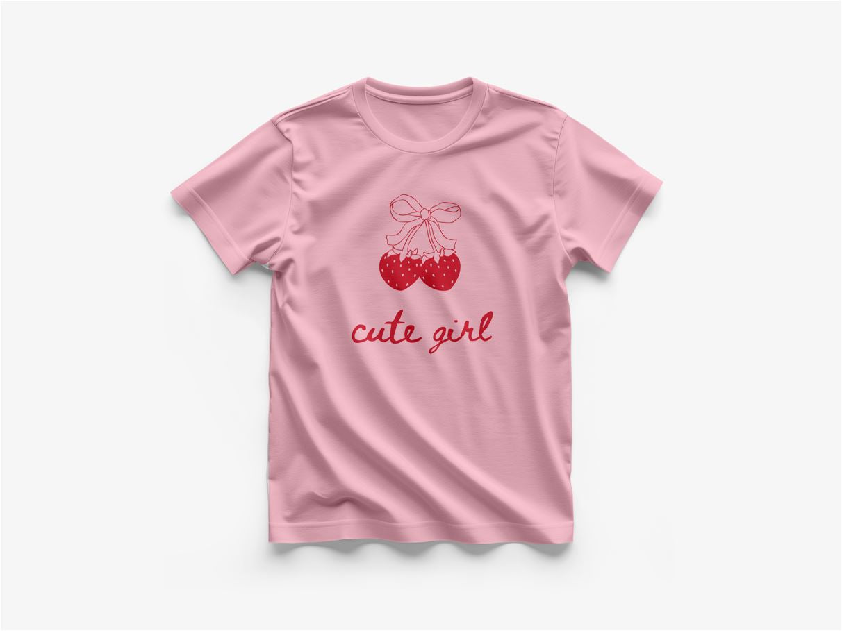 Cute Girl - Round Neck T-Shirt