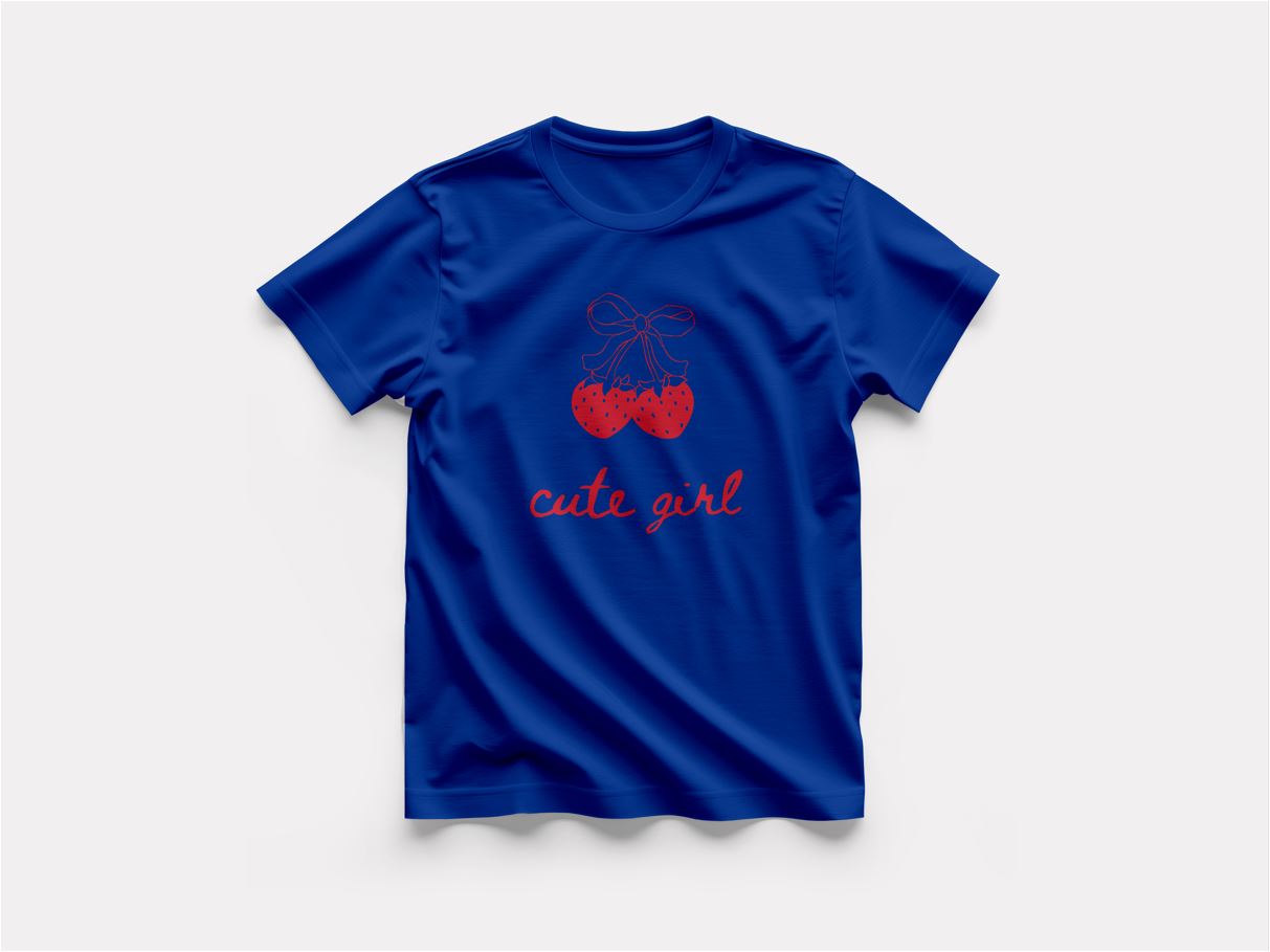 Cute Girl - Round Neck T-Shirt