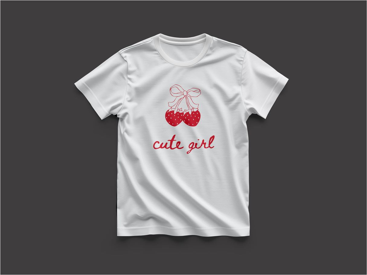 Cute Girl - Round Neck T-Shirt